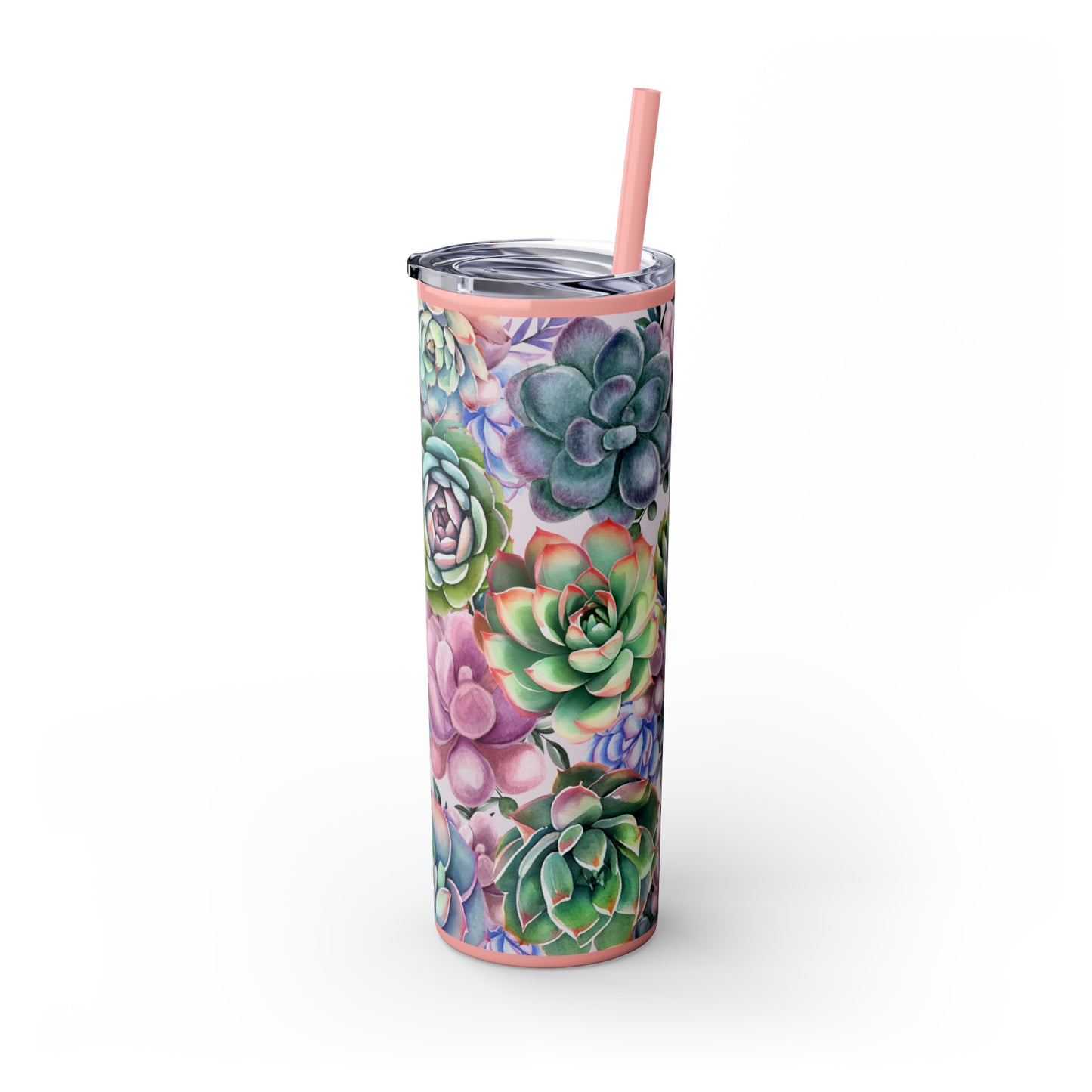 Succulent Lover Skinny Tumbler with Straw, 20oz