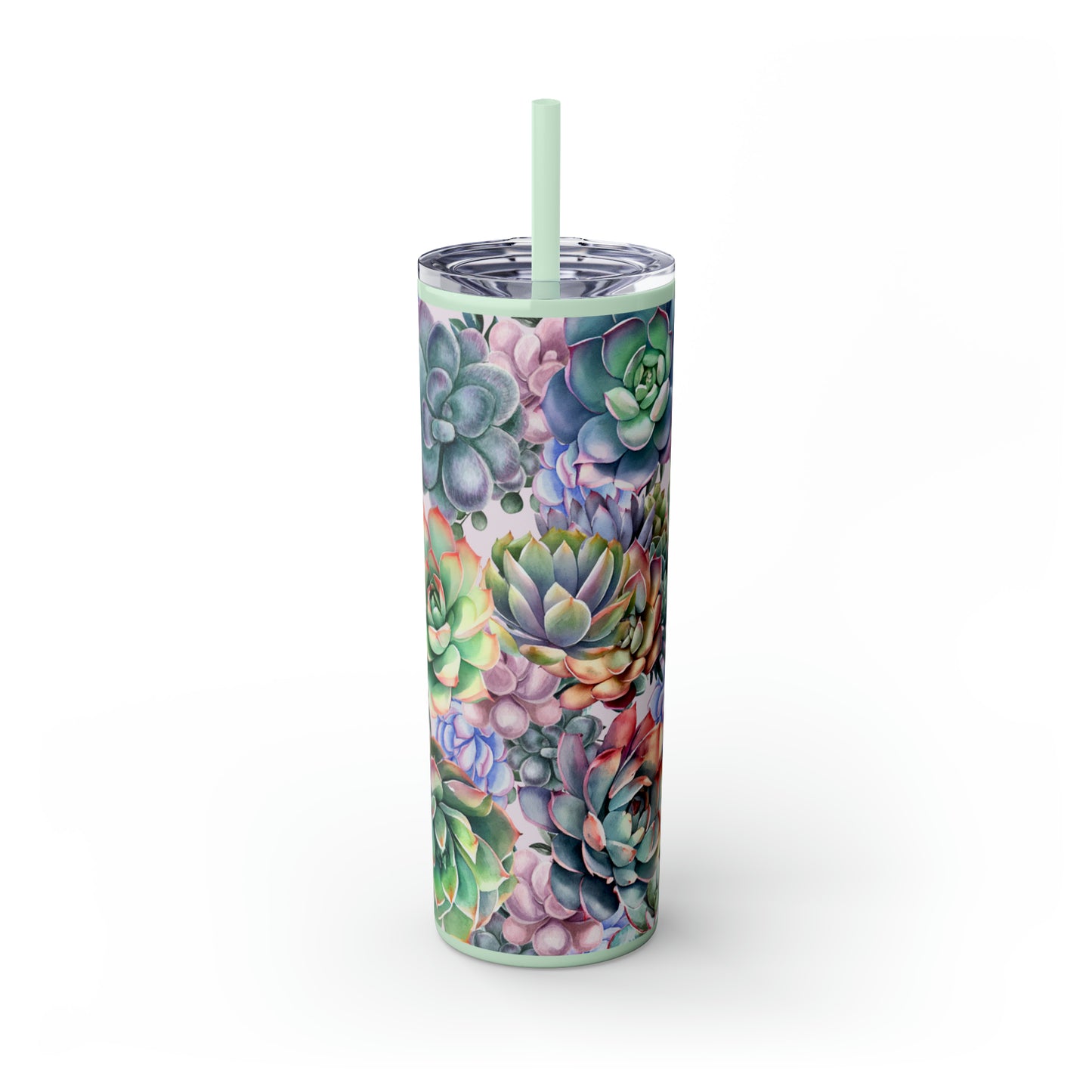 Succulent Lover Skinny Tumbler with Straw, 20oz