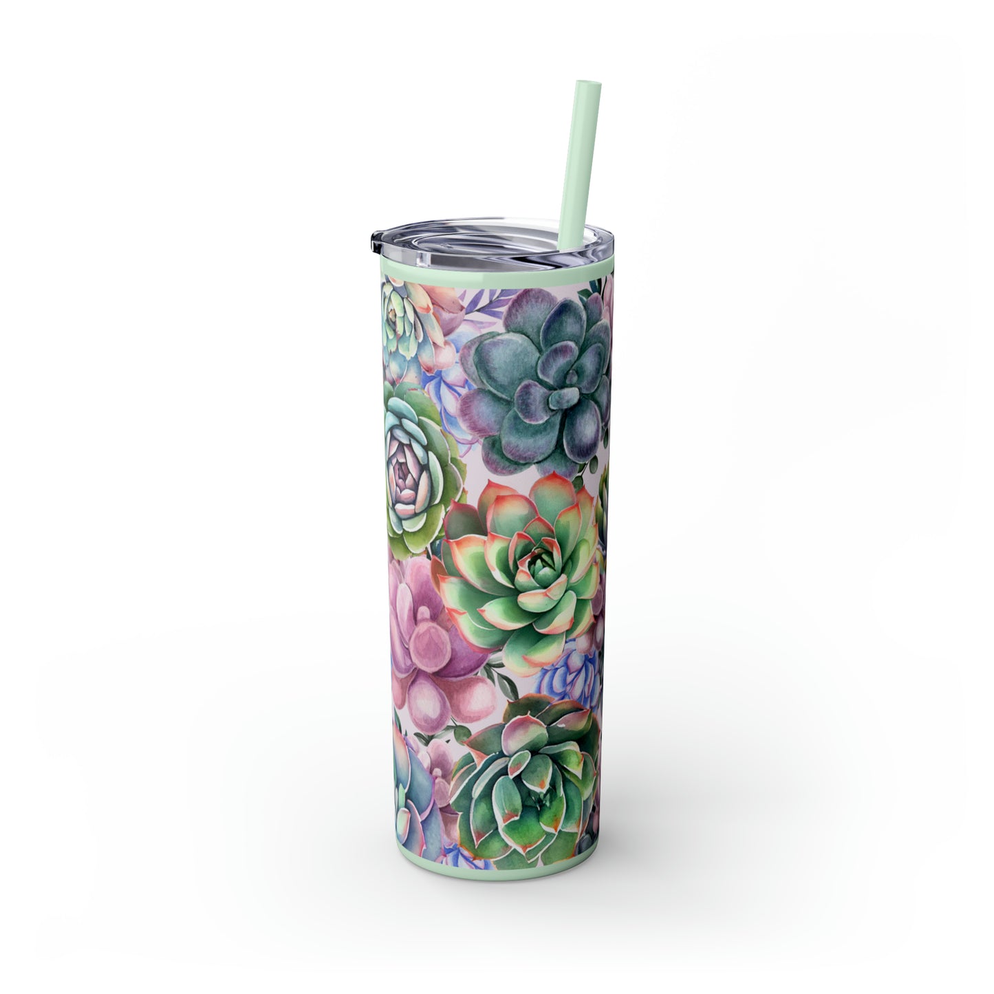 Succulent Lover Skinny Tumbler with Straw, 20oz