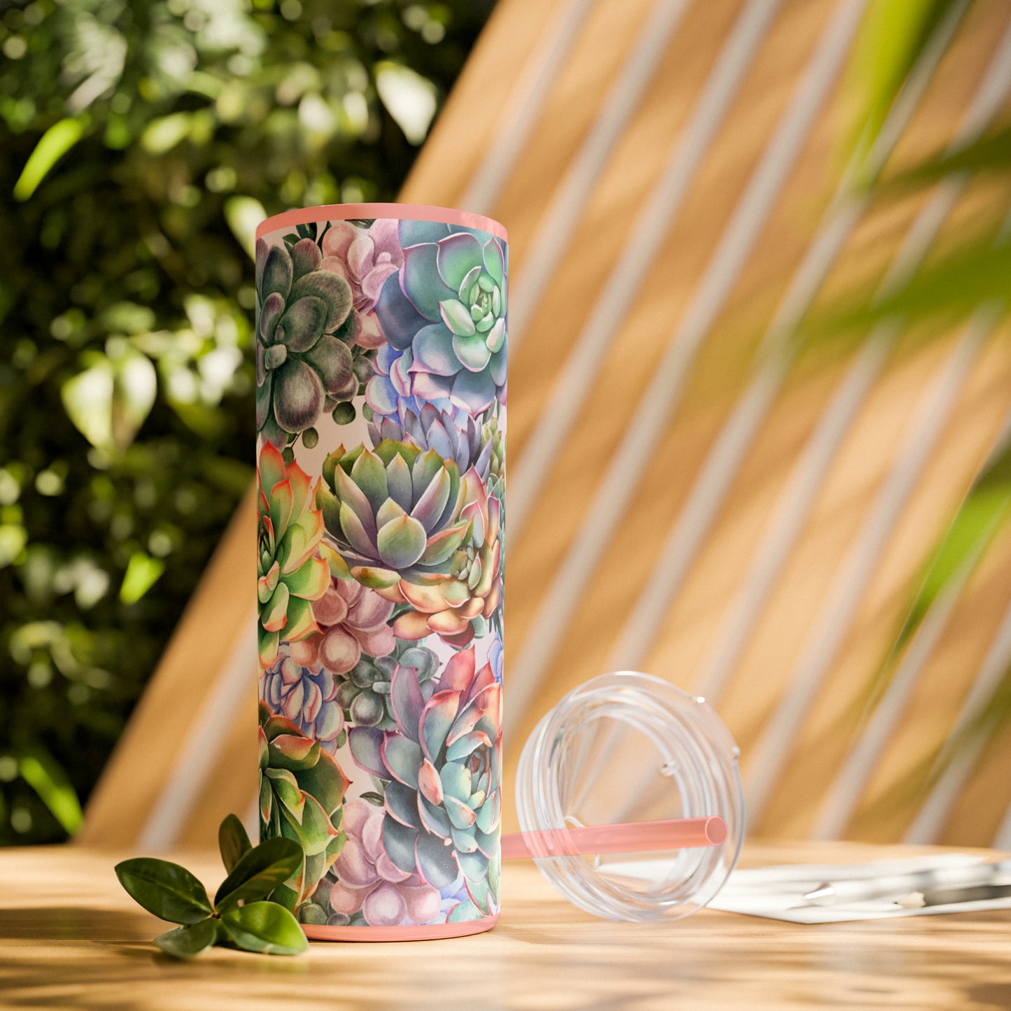 Succulent Lover Skinny Tumbler with Straw, 20oz