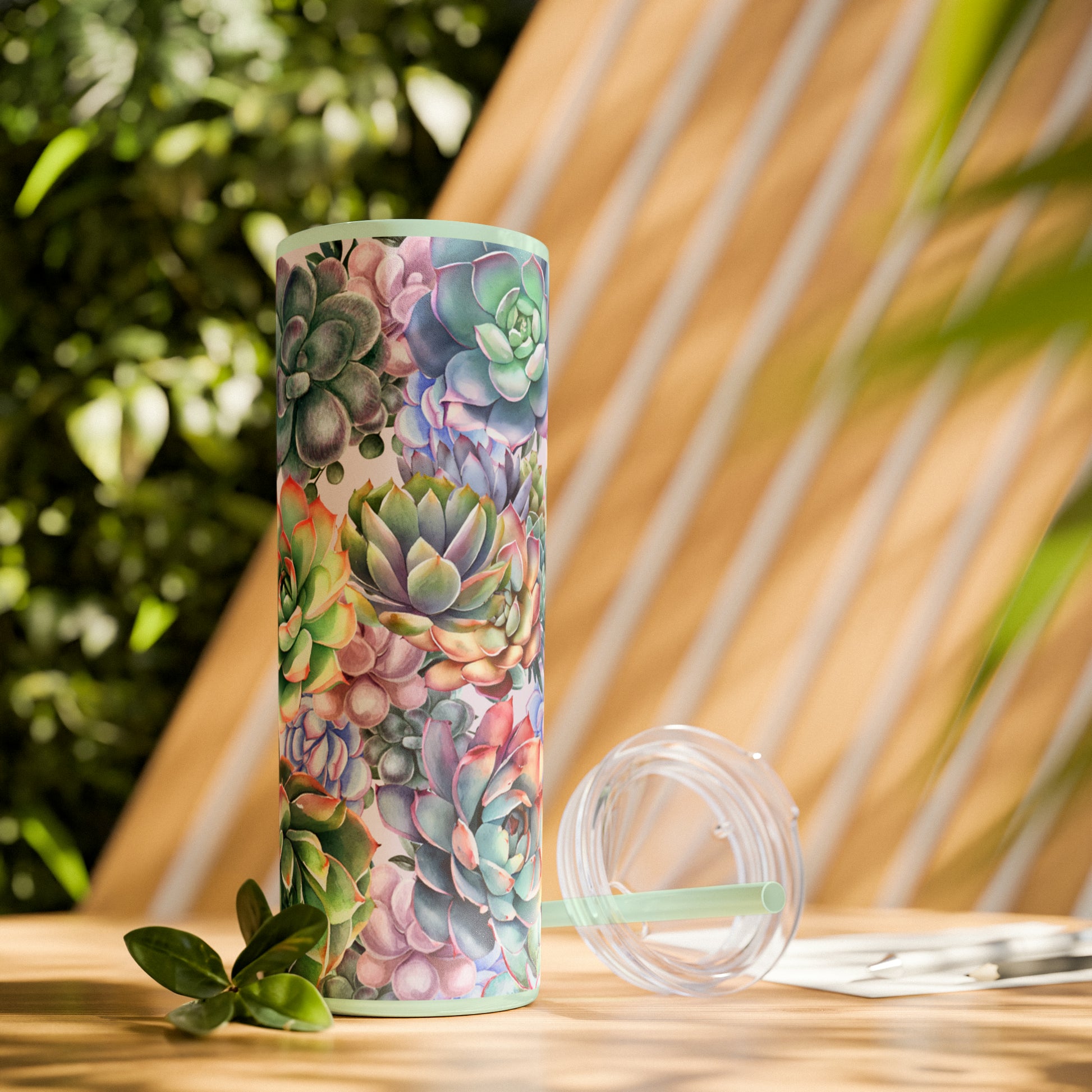 succulent tumbler Succulent Lover Skinny Tumbler with Straw, 20oz