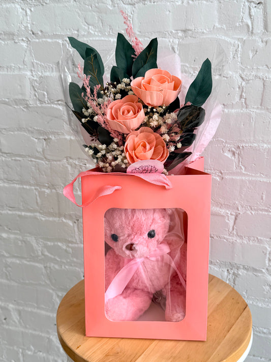 Valentine's Gift Set: Bear + Bouquet